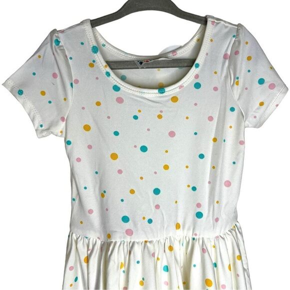 NEW Dot Dot Smile White Multicolor Spots Cap Sleeve Dress 2T - Picture 2 of 8
